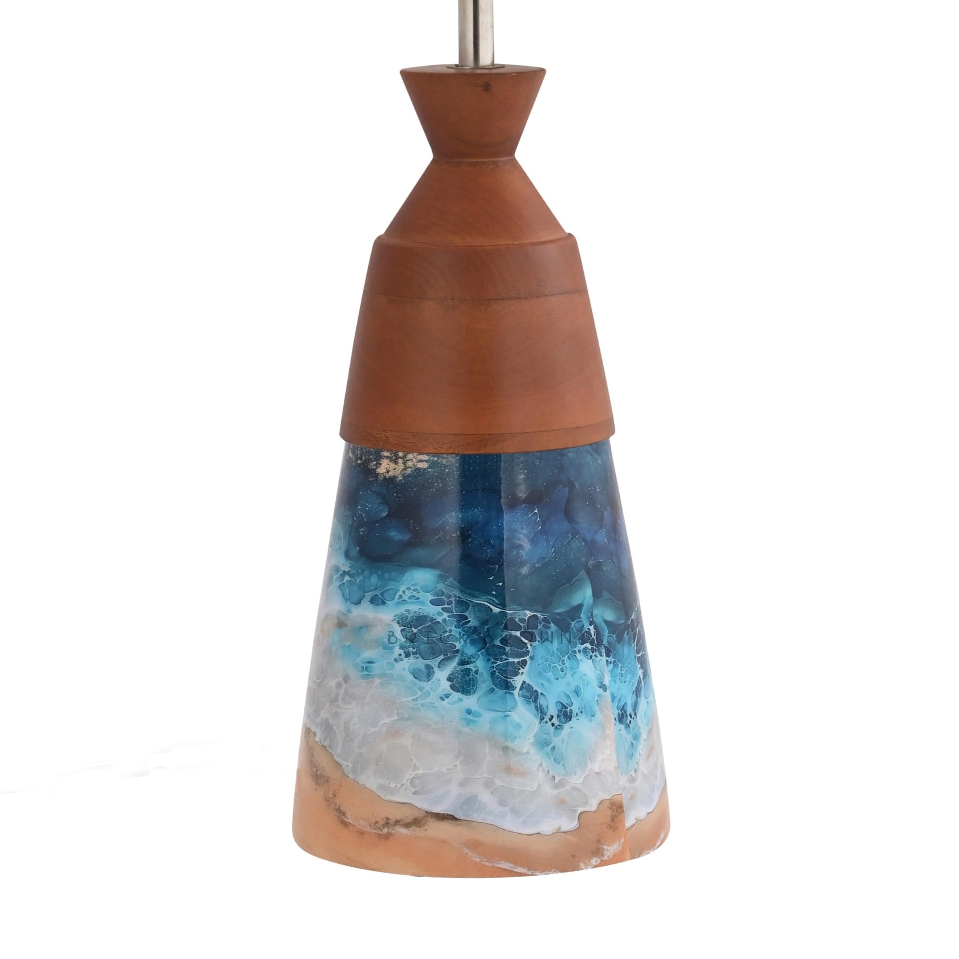 Brick Brown ® Premium Wooden Aqua Lamp with Shade & Bulb - Modern Home Decor Lighting for Bedroom, Living Room, Study Room - Perfect Nightstand Lamp for Bedside Table, Reading Nook & Cozy Ambiance