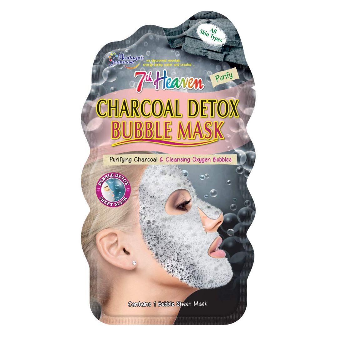 7th Heaven Charcoal Detox Bubble Mask - Deep Cleansing Face Mask for Blackheads & Pore Minimizing | Perfect for Spa Night & Self-Care Routine