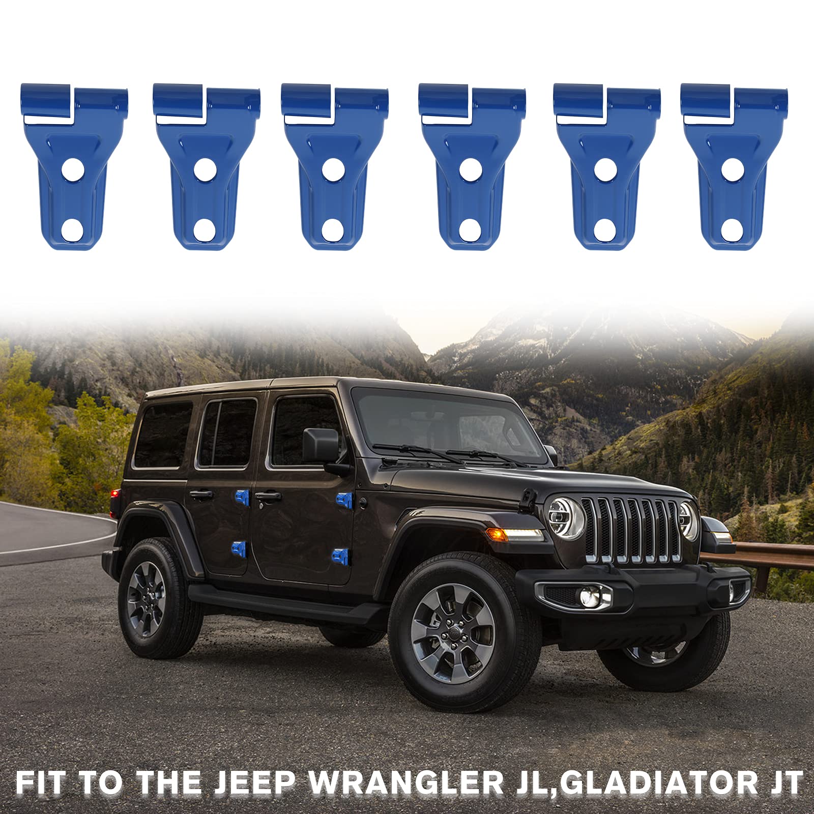 Jeep Wrangler JL JLU & Gladiator JT Door Hinge Covers (2018-2020) - Blue Exterior Accessories 8-Pack - Scratch Protection & Style Upgrade for Off-Road Adventures & Daily Driving