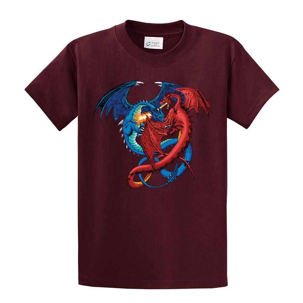 Red and Blue Dragons Fighting Fantasy Mythical Mother Draco Fire Breathing Serpent - Perfect for Tabletop RPG, D&D Campaigns and Collectors