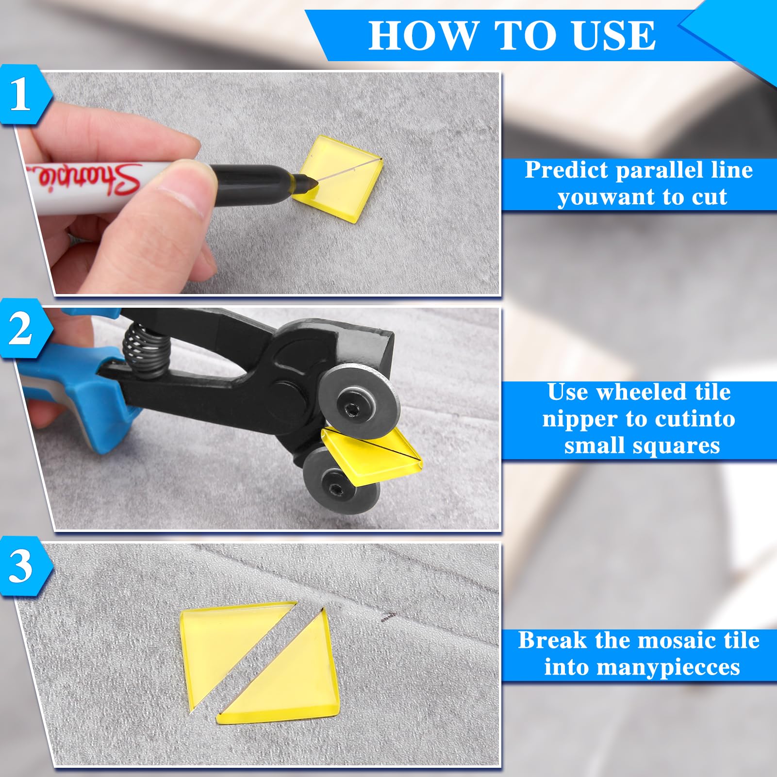 SPEEDWOX 2-Piece Mosaic Tile Cutter Set - Professional Wheeled Ceramic Tile Cutter & Precision Glass Nippers for Stained Glass, Ceramic & Mosaic Tile Cutting - Perfect for DIY Home Renovation, Craft Projects & Art Glass Work