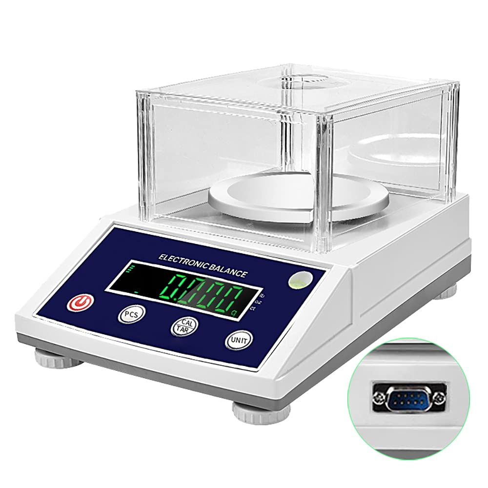High Precision Digital Lab Scale 1000g x 0.01g - Analytical Electronic Balance with RS232 Port & Windshield for Jewelry, Science & Laboratory Use - Perfect for Gold Weighing, Chemical Measurement & Precise Lab Work