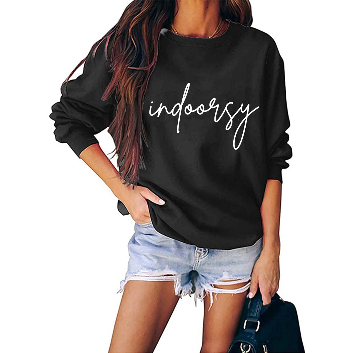 Cute Funny Graphic Women's Long Sleeve Crewneck Sweatshirt - Cozy Pullover Top for Fall & Winter - Perfect for Casual Wear, Lounging at Home, and Weekend Outings