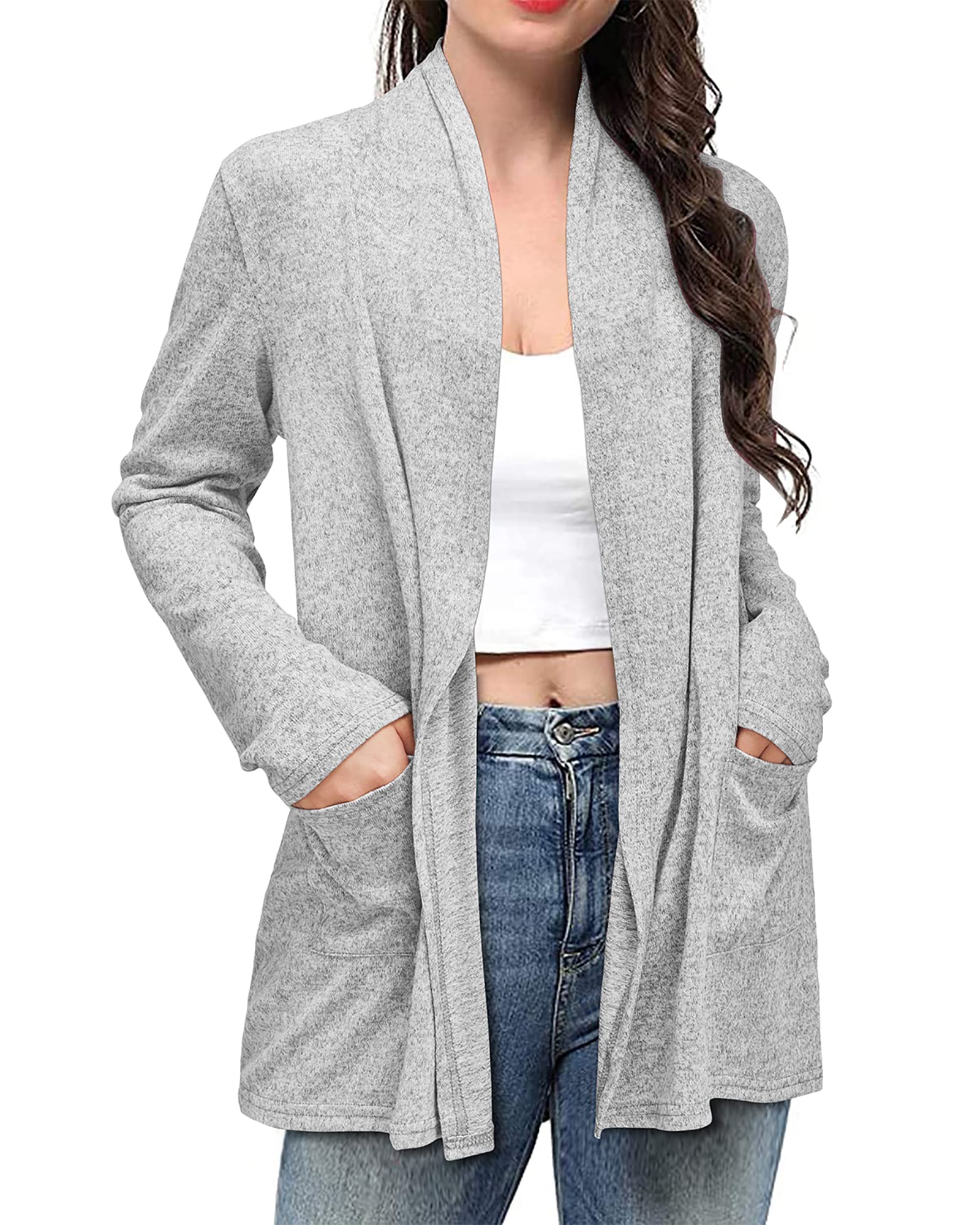 UltraNice Women's Lightweight Long Sleeve Cardigan Sweaters with Pockets - 2025 Spring Casual Tops & Outfits for Work, Travel and Everyday Wear