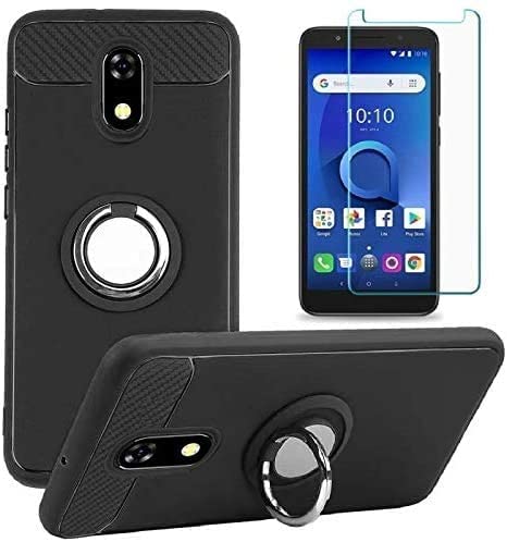 BLU View 3 Phone Case with Magnetic Car Mount & Tempered Glass Screen Protector - Shockproof Protective Cover for BLU View 3 Smartphone (Black) | Perfect for Driving, Work & Outdoor Activities