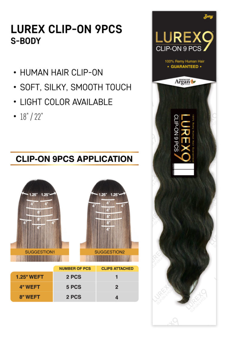 9-Piece Lurex Clip-In Human Hair Extensions - Body Wave for Volume & Length - Perfect for Parties, Weddings & Daily Styling