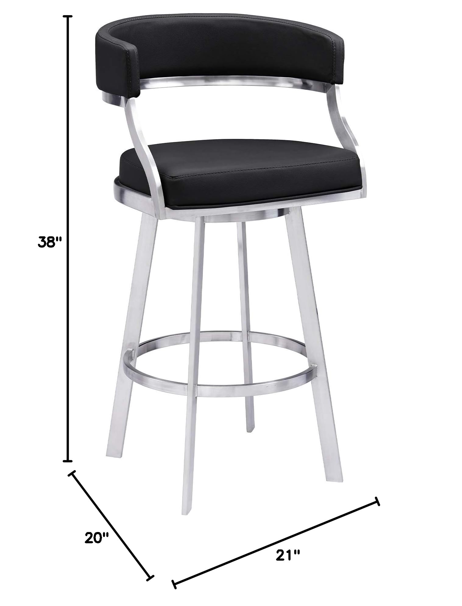 Naveah Black Bar Stool - Modern Kitchen Counter Height Stool with Back Support - Perfect for Home Bar, Kitchen Island & Breakfast Nook