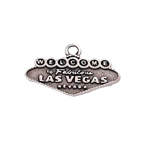 925 Sterling Silver Welcome to Fabulous Las Vegas Sign Charm Pendant - Perfect for Travel Jewelry, Souvenirs & Nevada-Themed Gifts
