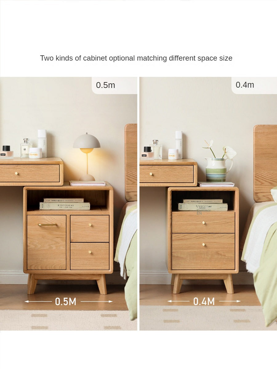 Solid Oak Wood Extendable Vanity Dressing Table with Mirror - Perfect for Bedroom Makeup & Jewelry Storage
