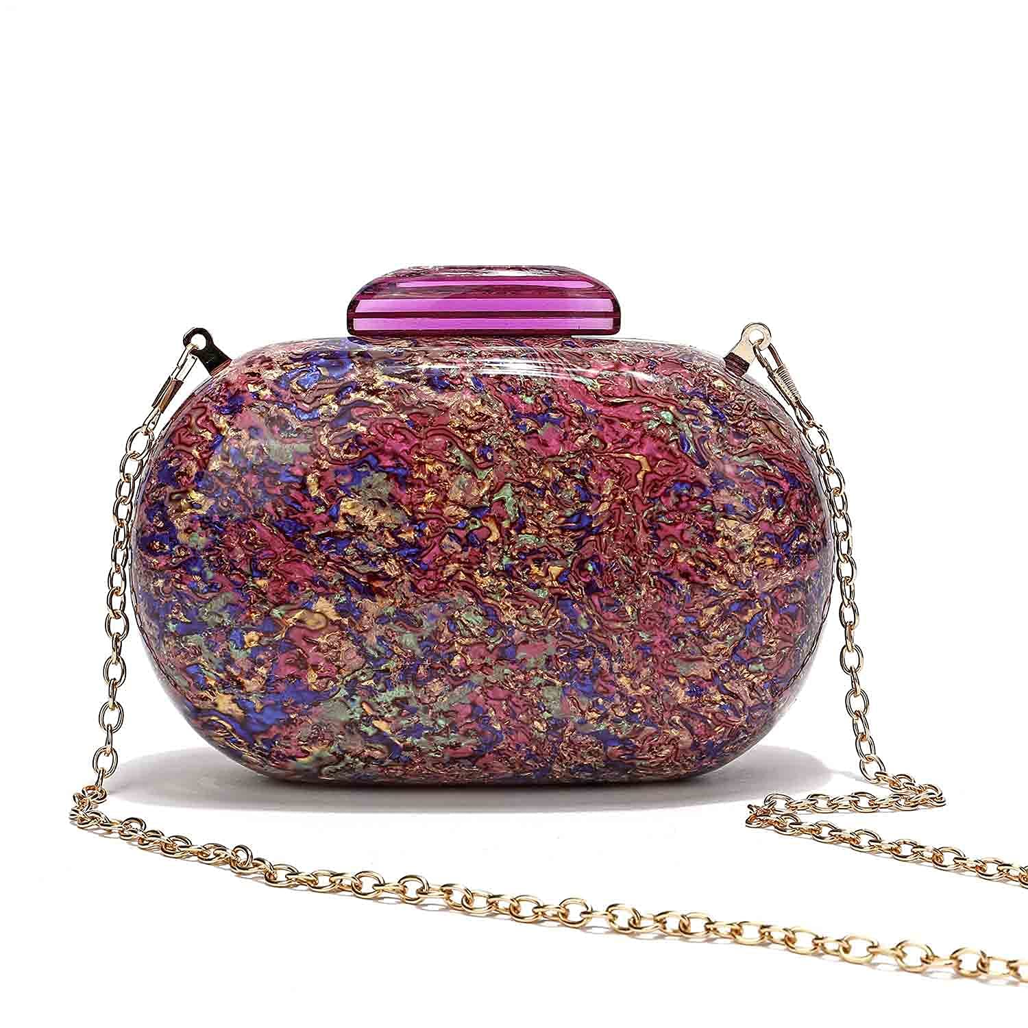 Elegant Acrylic Clutch Purse for Women - Gold Chain Evening Bag for Party, Anniversary & Formal Events - Perfect for Weddings, Galas & Special Occasions