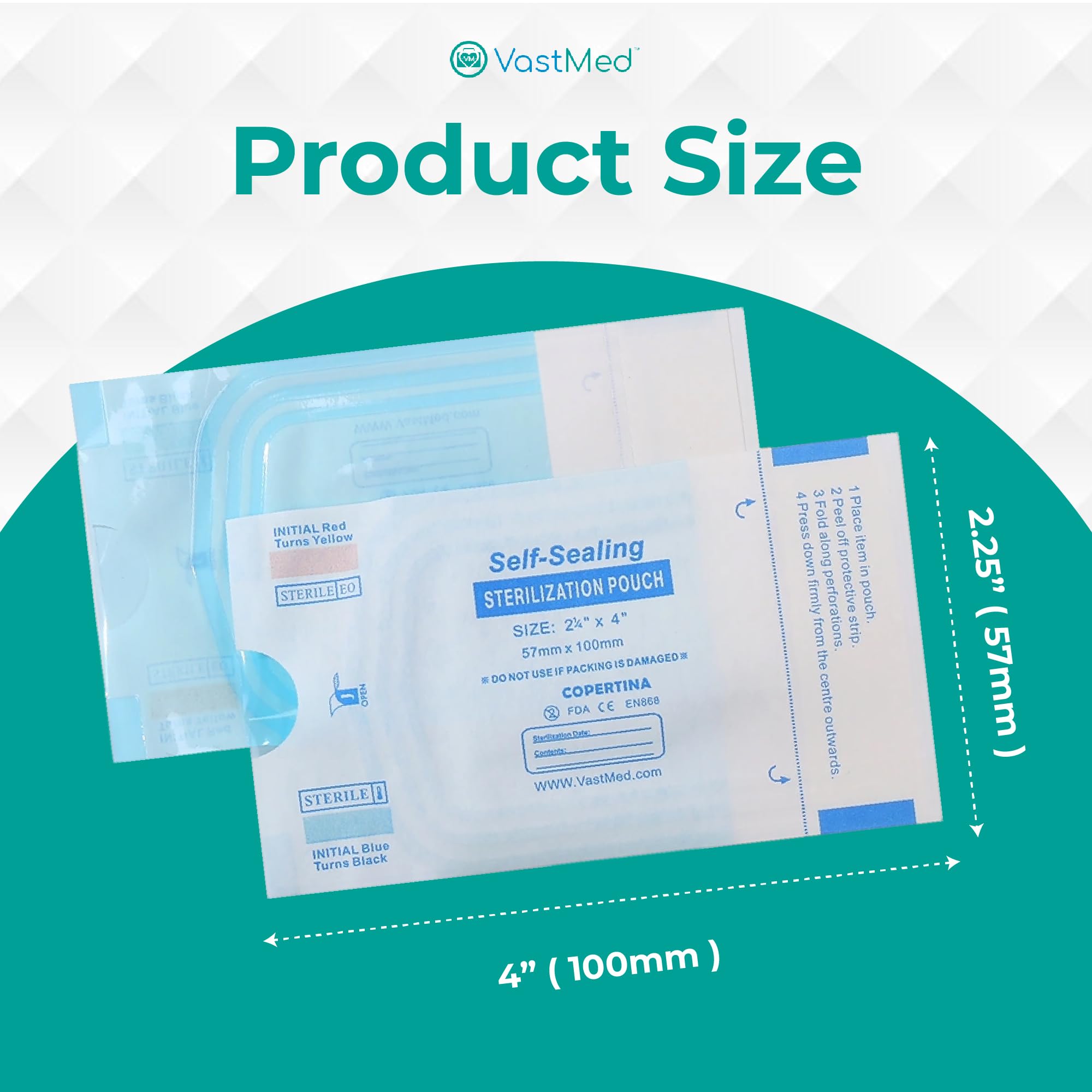 200PCs Self Seal Sterilization Pouches 2.25