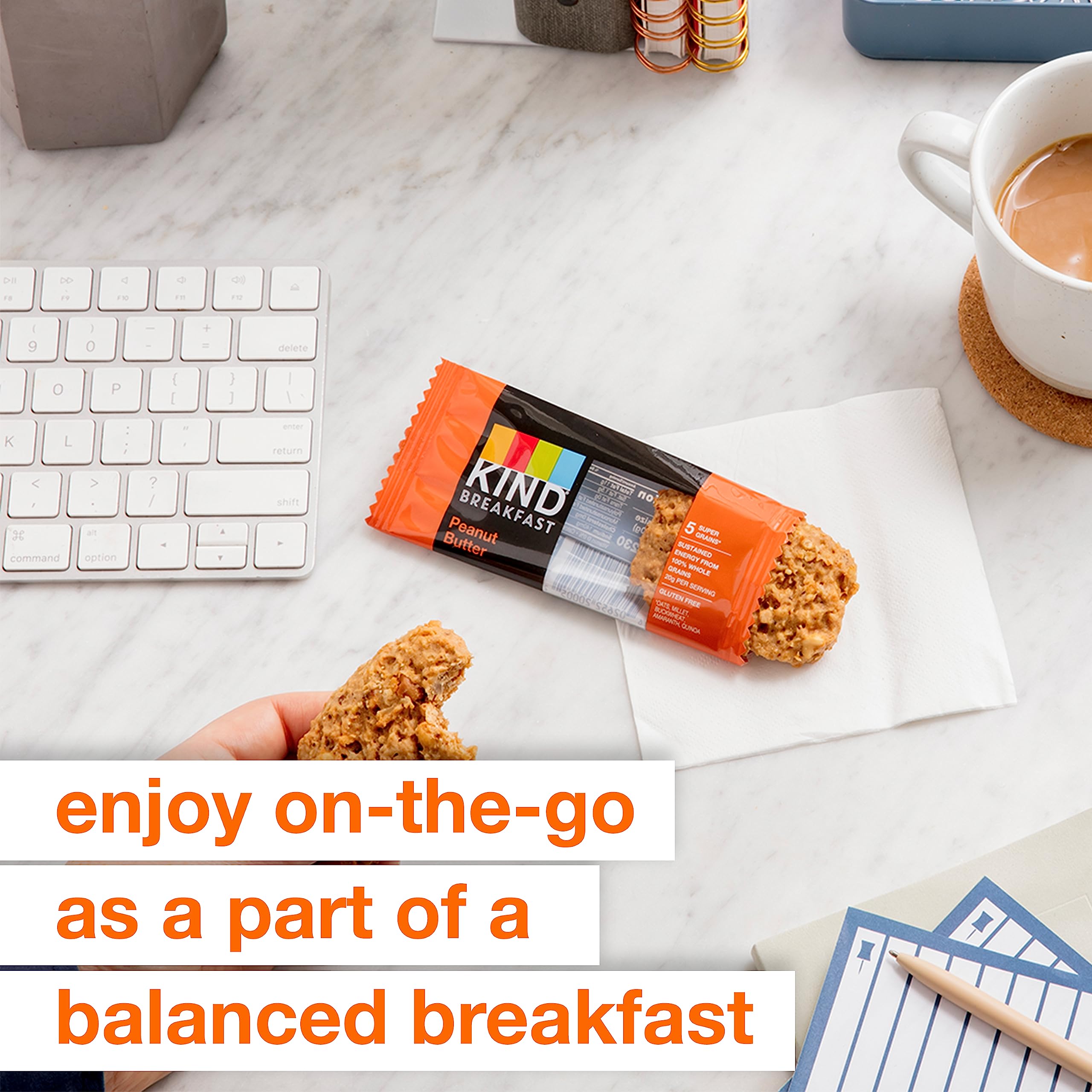 KIND Breakfast Bars - Healthy Peanut Butter Snack Bars, Gluten Free with Whole Grains & Oats, 5g Protein (30 Count) - Perfect for On-the-Go Breakfast, Work Snacks & Travel