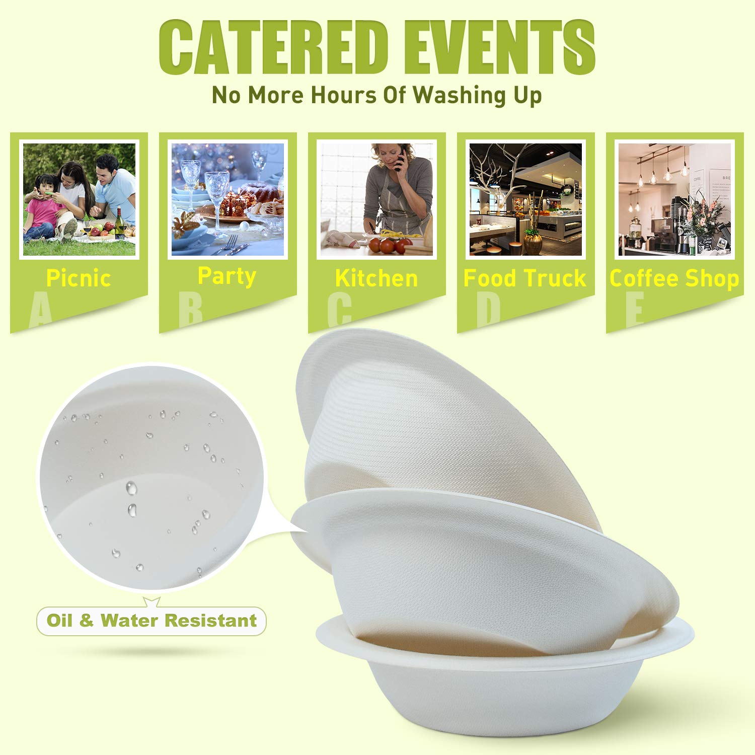 12 oz Compostable Bowls (1000 Count) - Eco-Friendly Disposable Tableware Made from Natural Sugarcane Fiber - Perfect for Parties, Picnics & Everyday Use
