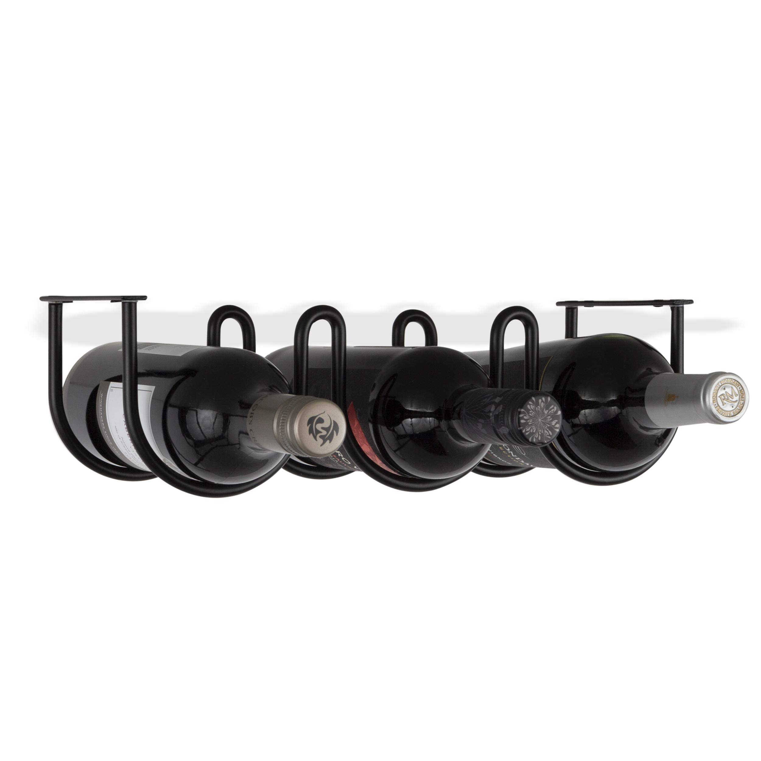 Wall Mounted & Under Cabinet Wine Rack - Dijon Steel Black Wine Bottle Storage Organizer for Kitchen, Bar, Dining Room & Home Decor