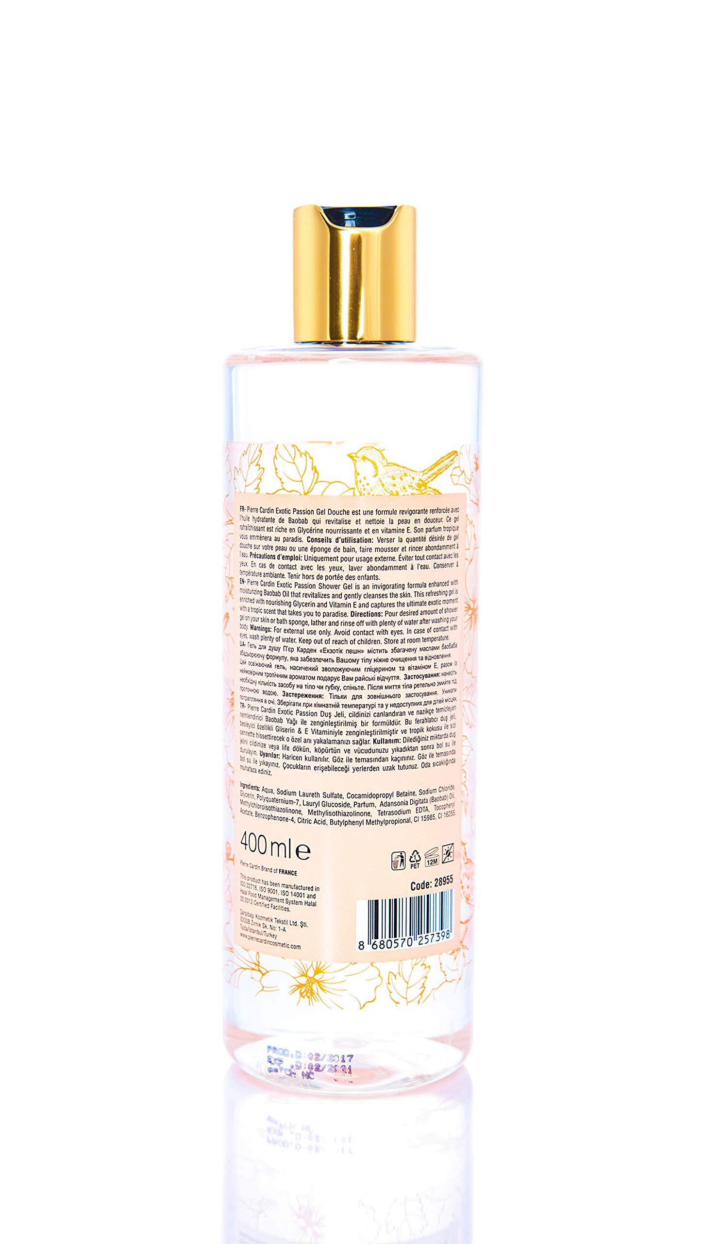Natural Moisturizing Shower Gel for Women & Men - Exotic Passion Scent, 13.5 oz / 400 ml | Hydrating Body Wash for Dry Skin, Daily Bath & Relaxation