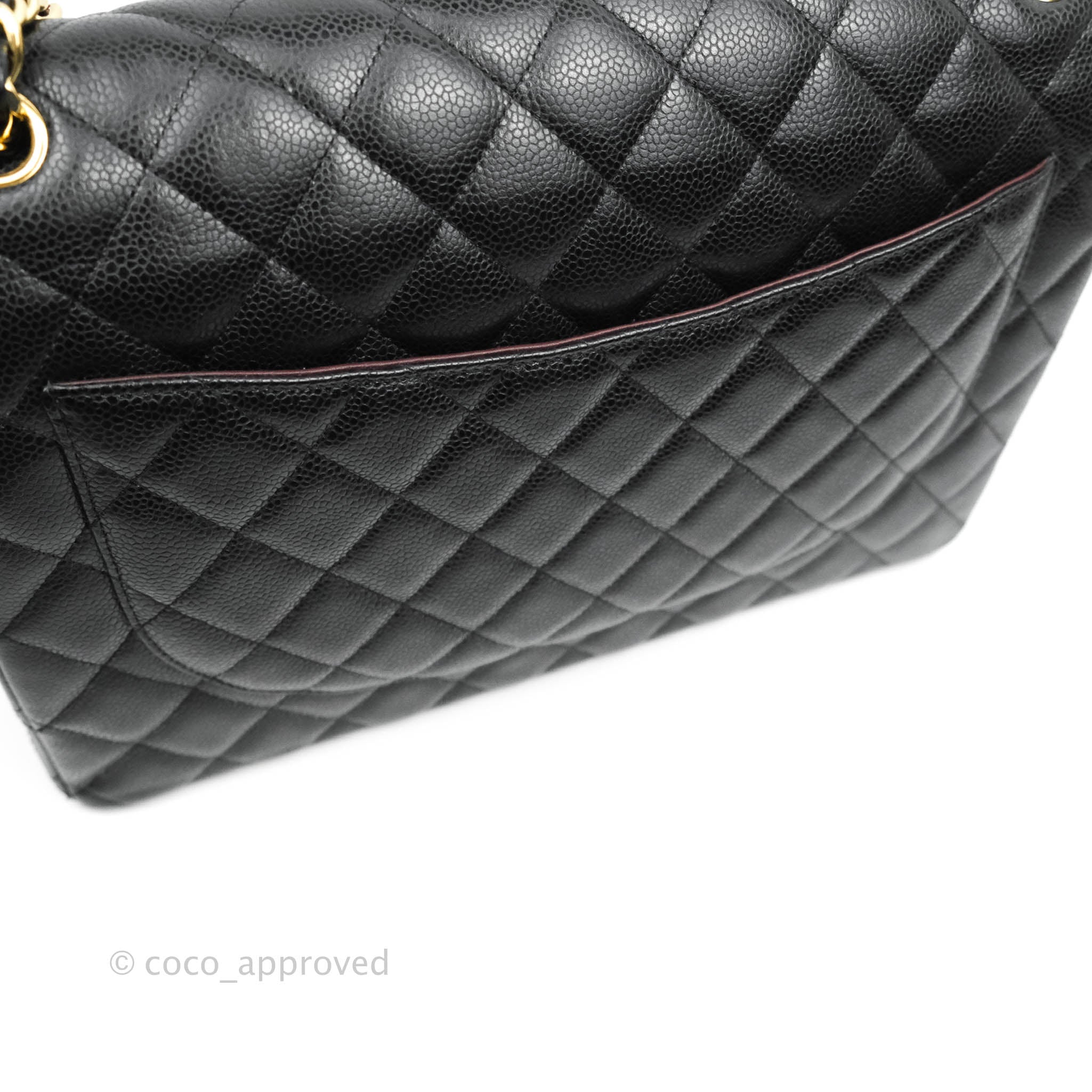 Chanel Classic Double Flap Maxi Bag in Black Caviar Leather with Gold Hardware - Luxury Handbag for Women, Perfect for Work, Evening Events & Special Occasions