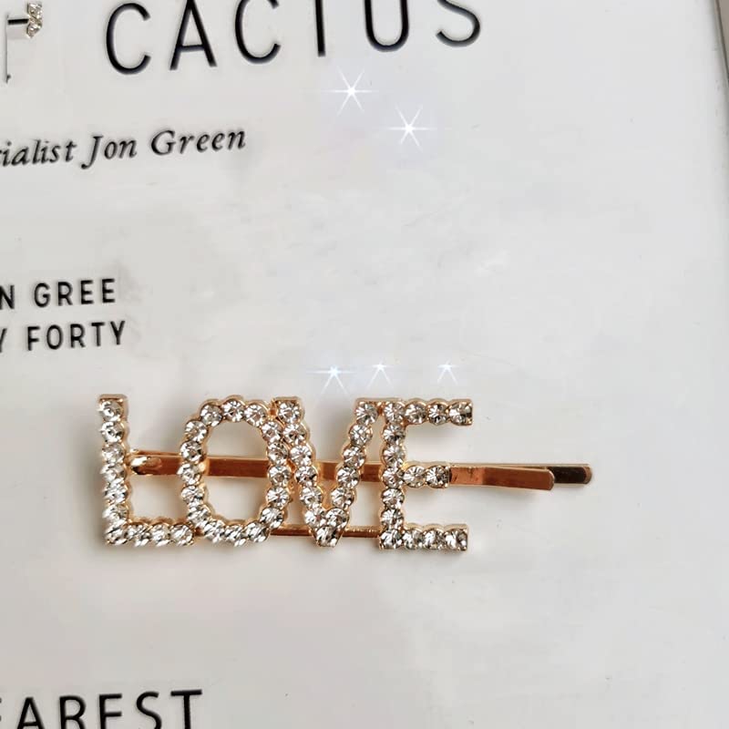 RECTYO GALLERY 5-Piece Rhinestone Letter Hair Clips Set - Shiny Gold & Silver Crystal Hairpins for Women & Girls - Perfect for Parties, Weddings, and Everyday Hair Styling Accessories