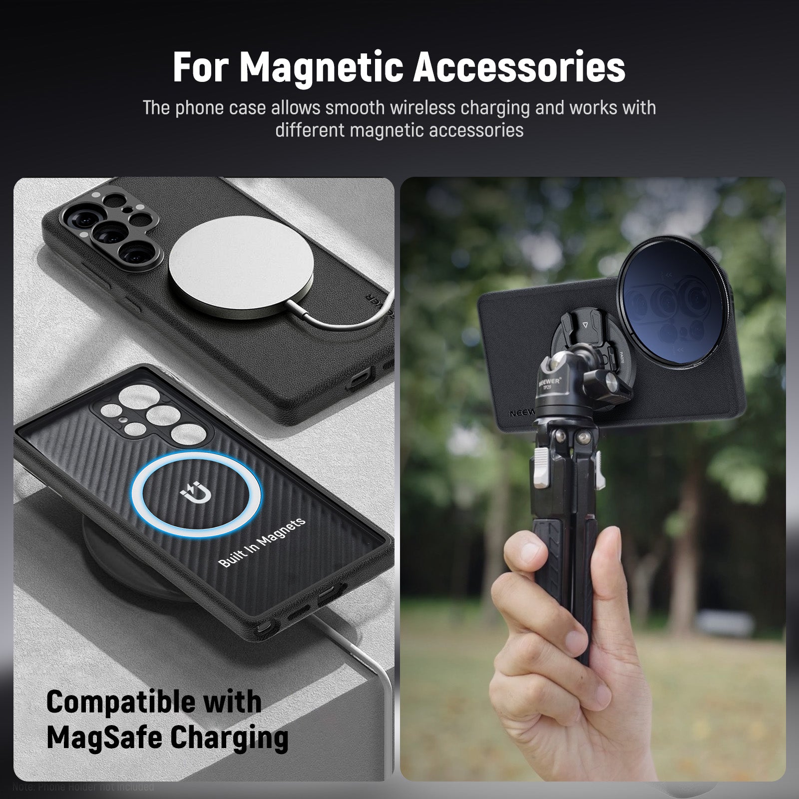 NEEWER PA092 Black Protective Case for Samsung Galaxy S25 Ultra with 17mm & 67mm Lens Adapters - Durable Phone Cover for Photography & Outdoor Adventures
