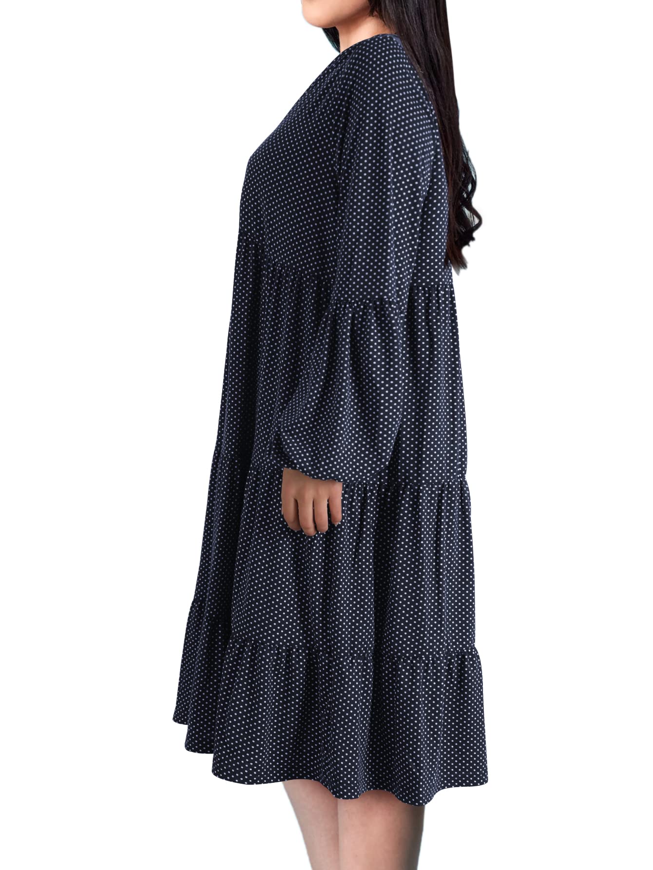 Women's Summer Boho Beach Dress - Cute Ruffle Sleeve Midi Flowy Tiered Babydoll Casual Black Dress | Perfect for Vacations, Parties & Outdoor Events