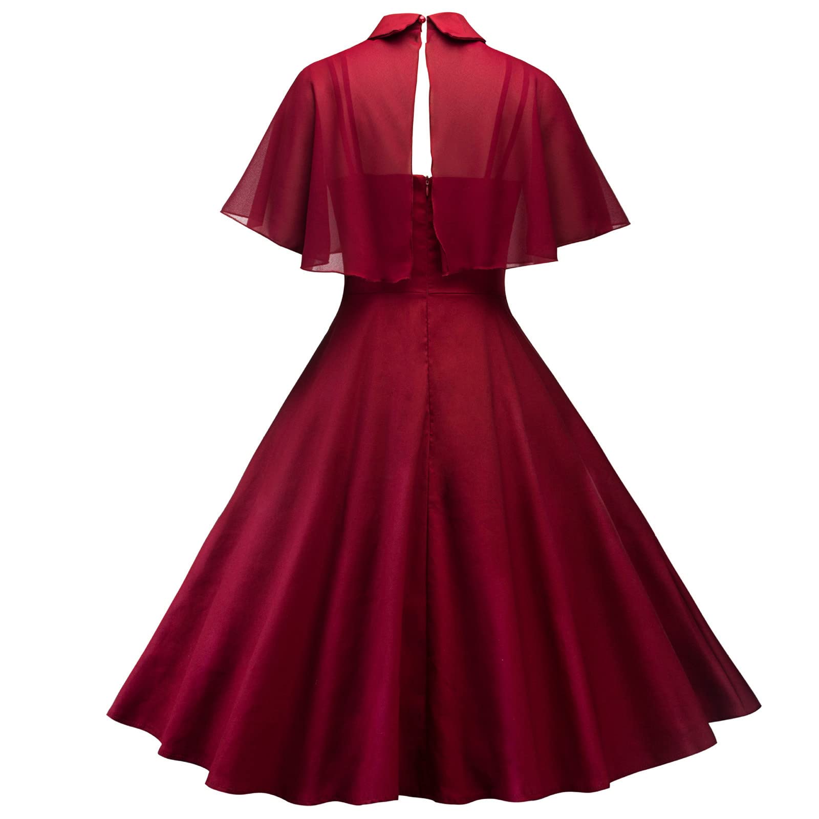 Tuduoms Women's 1950s Vintage Gothic Swing Cocktail Dress - Retro Rockabilly Two-Piece Dress with Cloak | Perfect for Cocktail Parties, Halloween Costumes & Vintage Themed Events