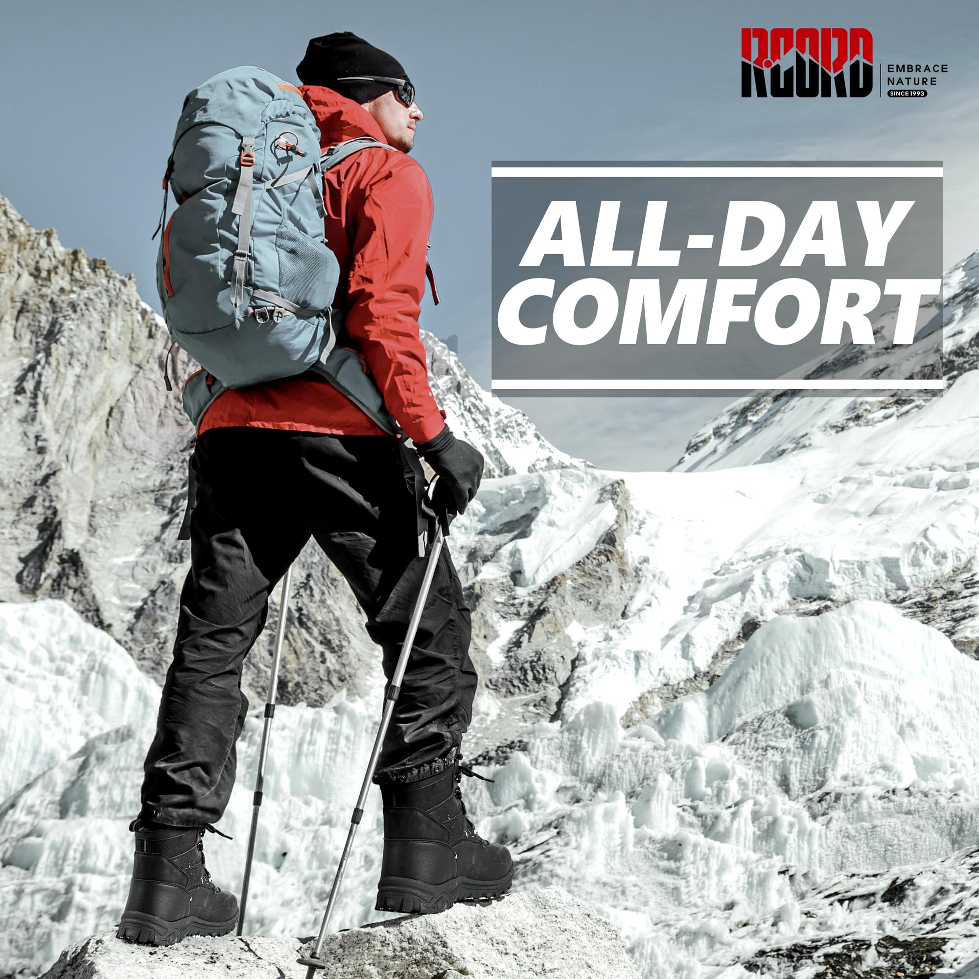 Men's Waterproof Insulated Snow Boots - Winter Hiking Shoes with High Traction | Military Tactical Boots for Cold Weather & Outdoor Adventures