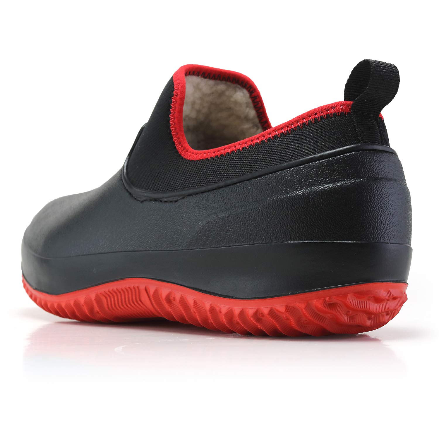 **Non-Slip Waterproof Chef Shoes for Men & Women - Safety Kitchen Work Clogs with Anti-Skid Sole - Ideal for Catering, Gardening, Rainy Days - Black/Red/Cotton (19095)**    *(Use Cases: Perfect for chefs, restaurant workers, gardeners, or anyone needing durable, slip-resistant footwear in wet or slippery environments.)*