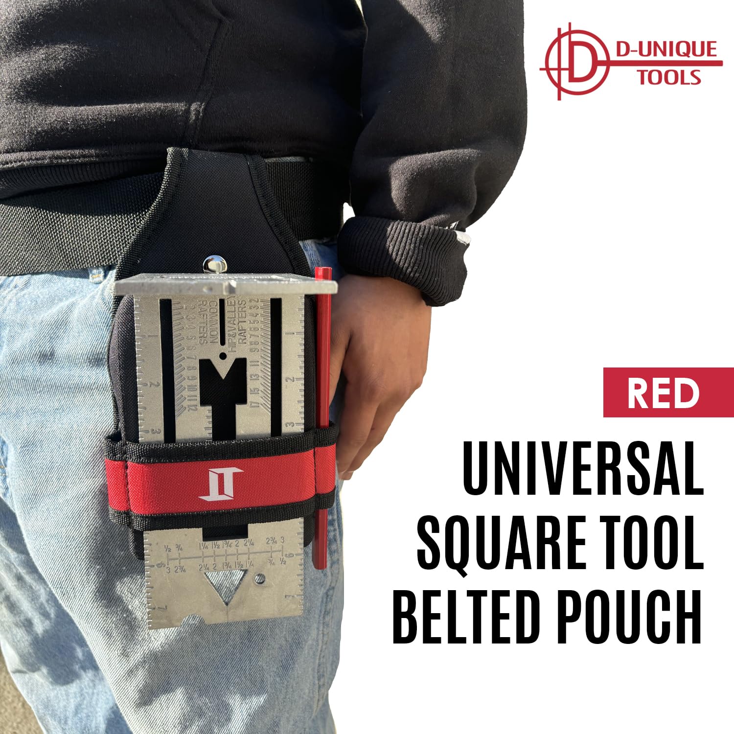 D-Unique Tools Universal Square Tool Belt Pouch - Sleek, Durable & Compact Tool Holder Belt for Easy Handling - Perfect for Construction, Carpentry, DIY Projects & Outdoor Work - Men's Utility Belt with Belt Loop & Small Tool Bag Organizer