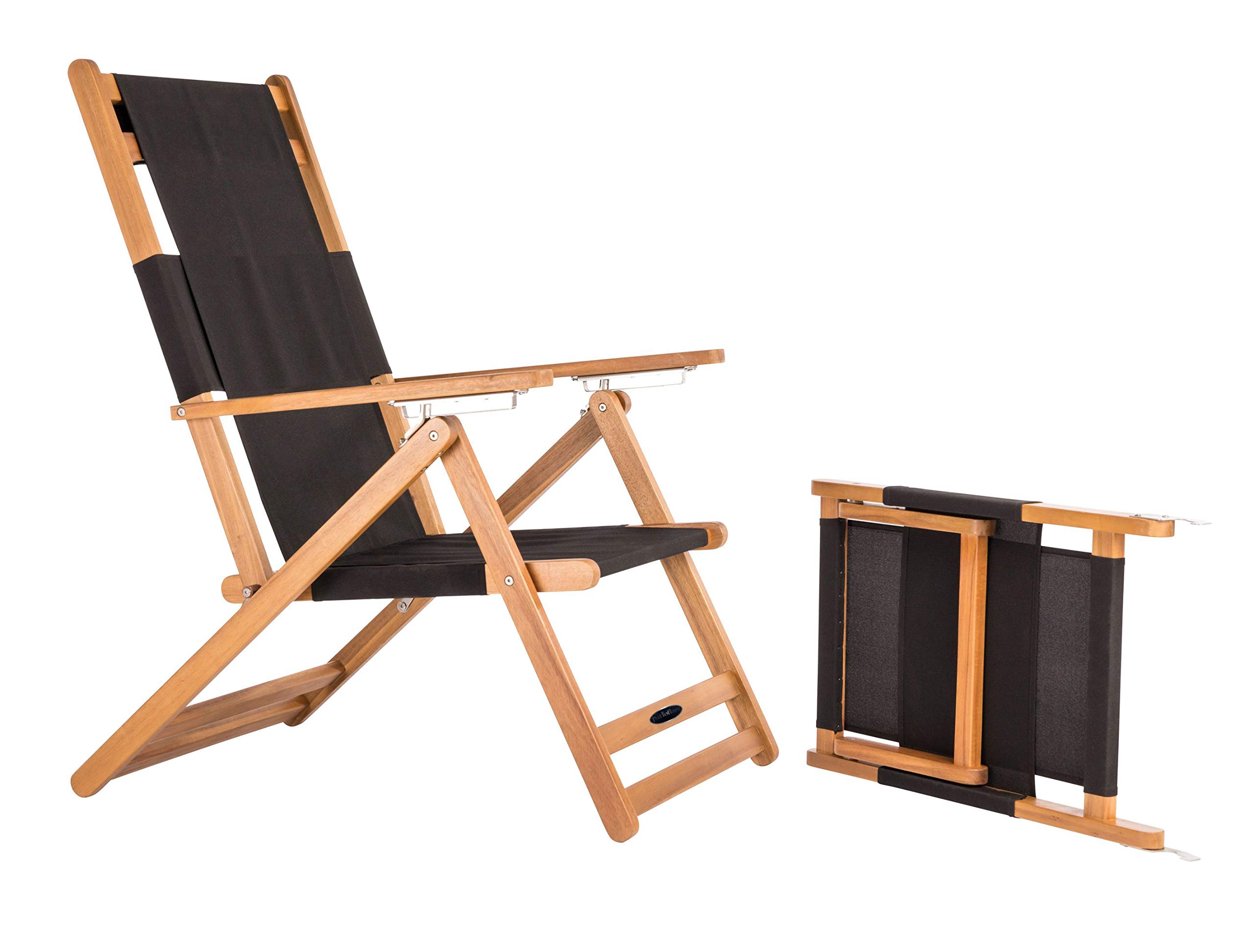 Portable Patio Lounge Chair with Adjustable Leg Rest - Lightweight Folding Outdoor Recliner for Backyard, Beach, Camping - Comfortable & Durable Black Design