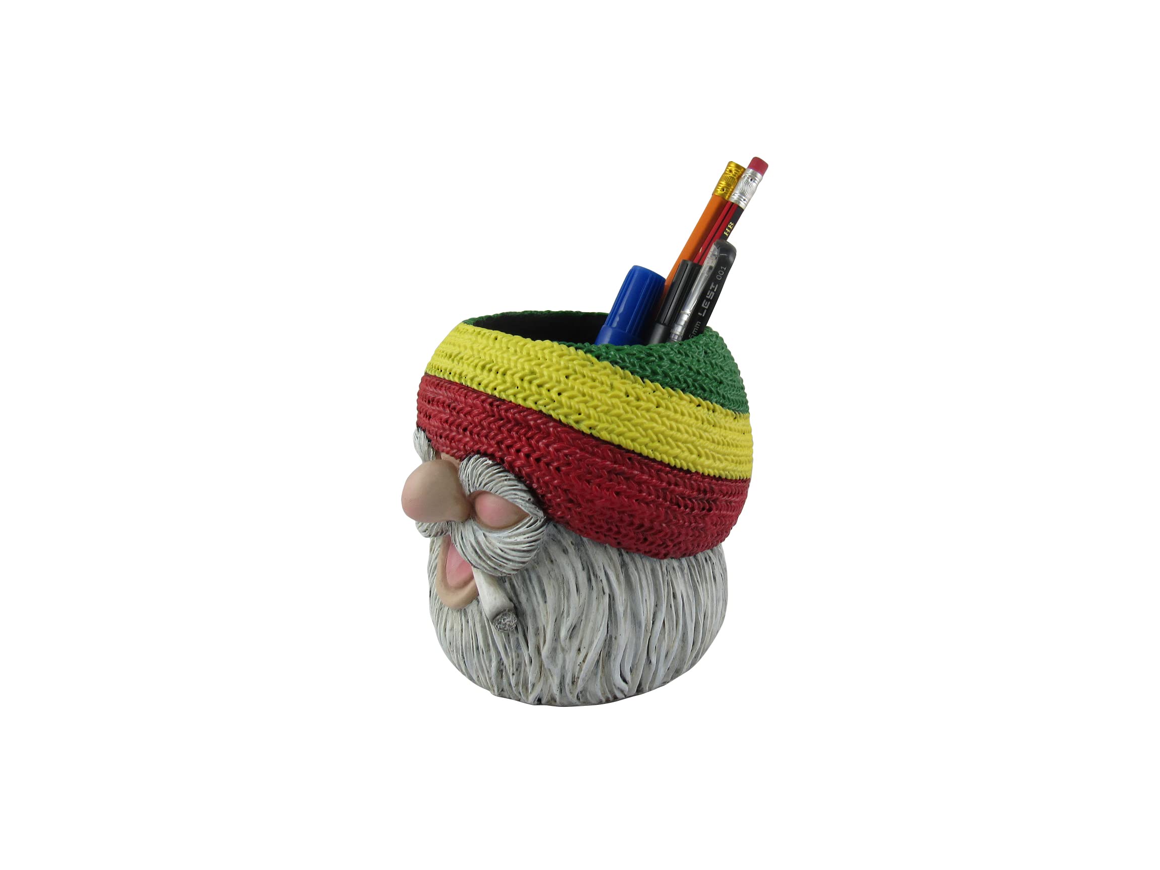 Rasta Gnome Pen Holder – 'Don't Bogart It' Rastafari Gnome with Beanie | Desk Organizer, Pencil Holder & Makeup Brush Storage | Perfect for Office, Home & Gift Giving