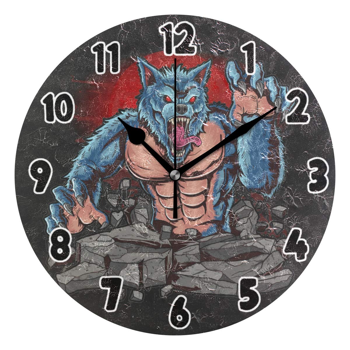 **Husky Wolf Howling Wall Clock - Silent Non-Ticking Round Decorative Clock for Boys, Girls, Living Room & Bathroom - Perfect for Home, Office, or Dorm Decor**