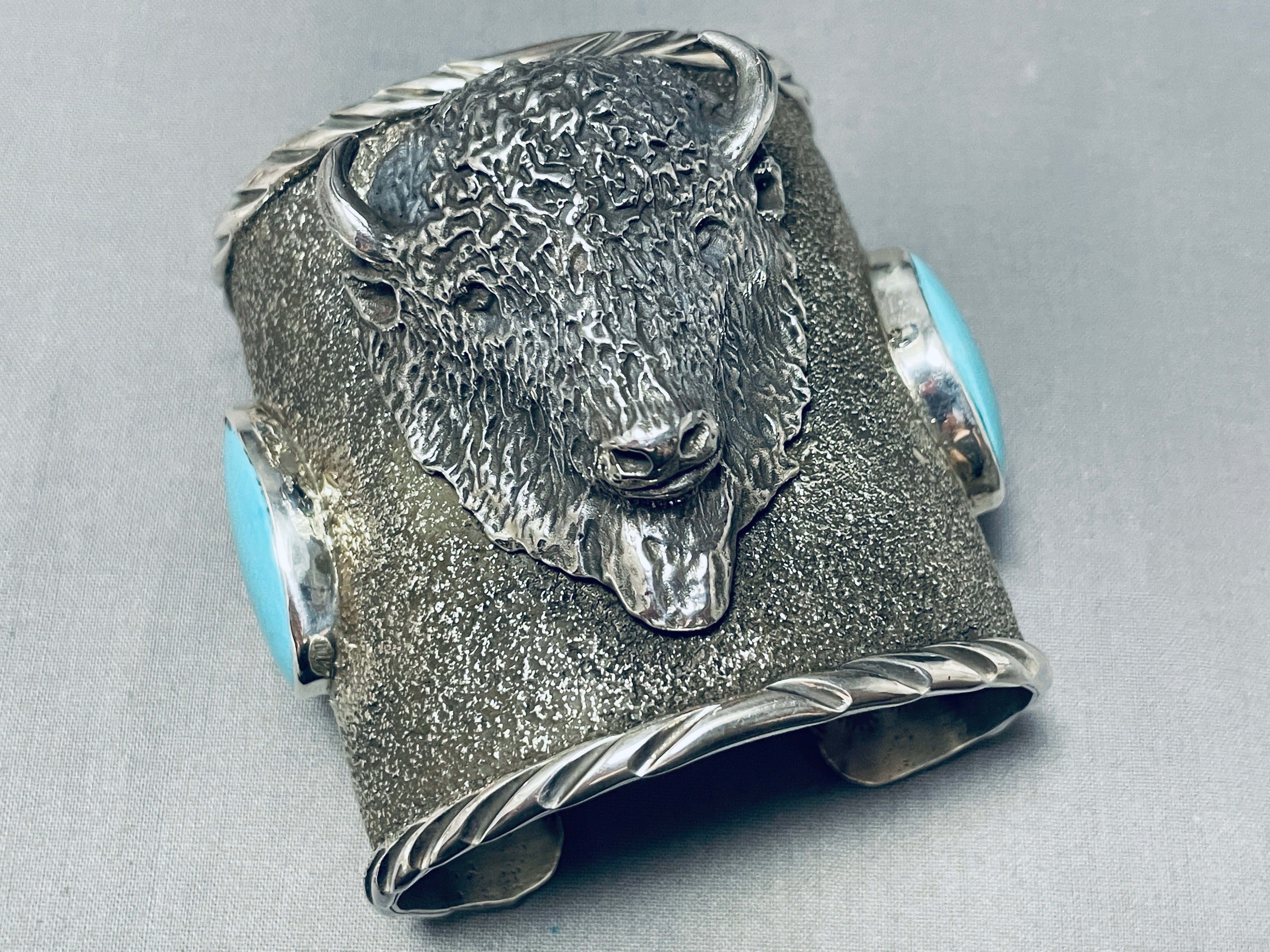 180 Gram Buffalo Native American Turquoise Sterling Silver Bracelet - Handmade Southwest Jewelry for Women & Men - Perfect for Boho Fashion, Gifts & Spiritual Healing
