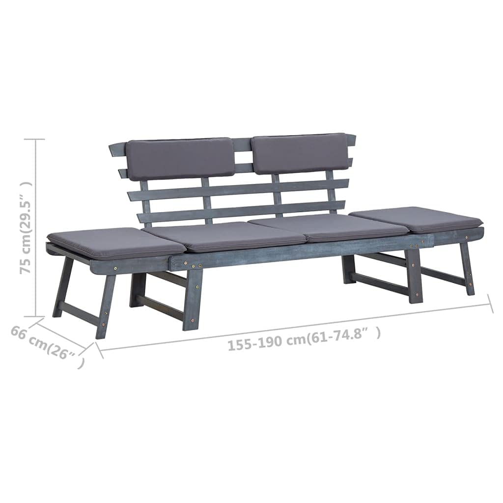 Convertible Outdoor Sofa Bench - 74.8