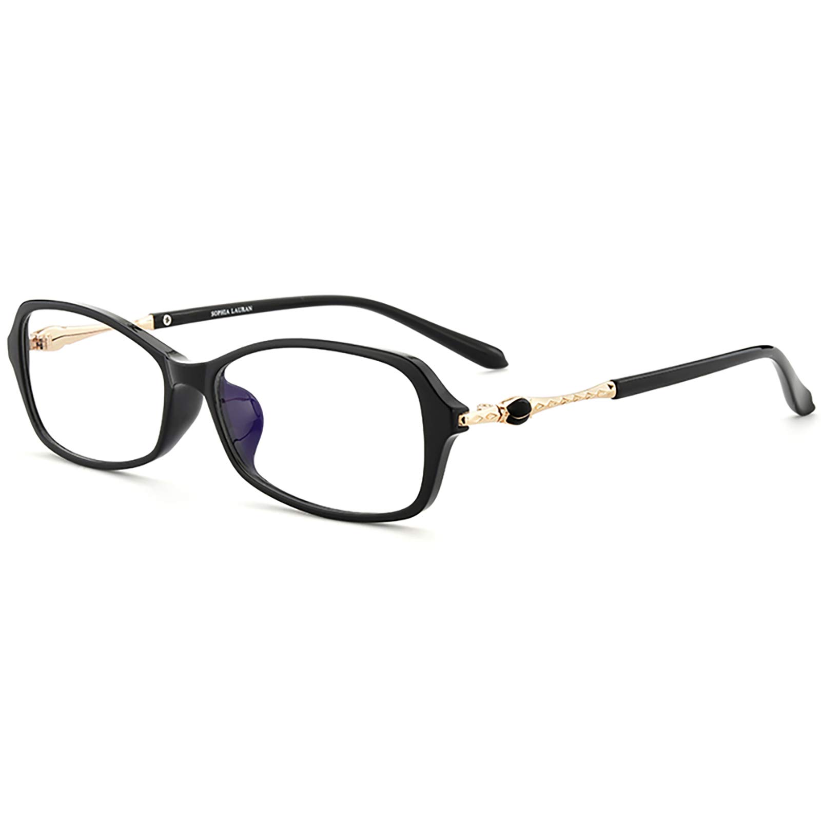 Blue Light Blocking Reading Glasses - Anti Eye Strain HD Resin Lens with UV Protection - Lightweight Rectangle Eyeglasses for Women - Perfect for Gaming, Reading & Computer Work - Black +1.00