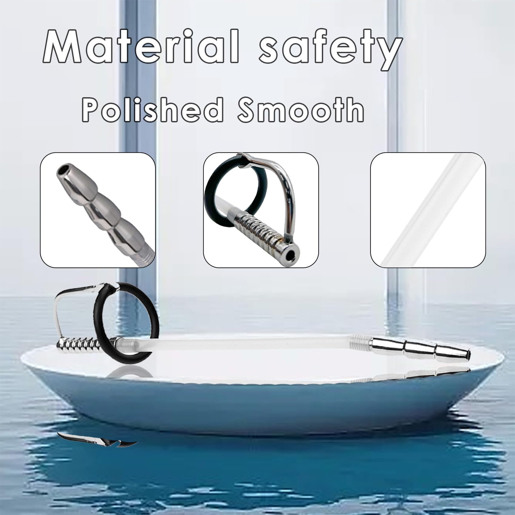 Flexible Silicone Urethral Sound with Cock Ring - Hollow Penis Plug for Male Stimulation & Extreme Pleasure | Perfect for BDSM Play, Solo Exploration & Couples' Intimate Toys