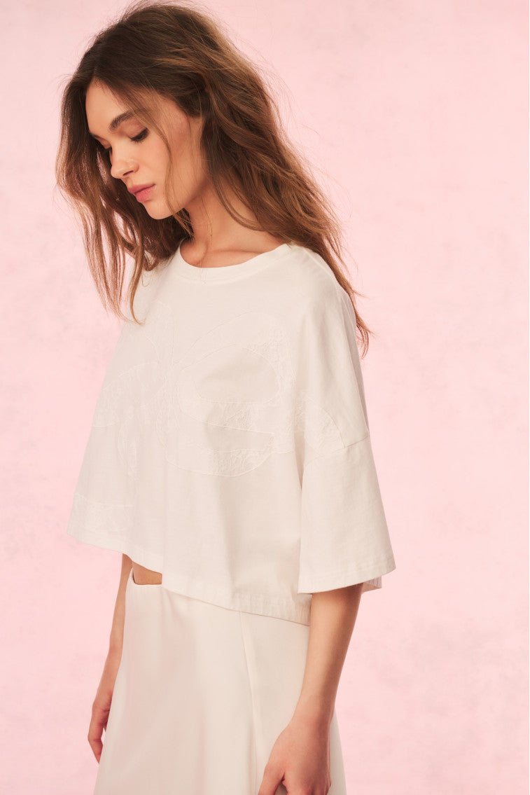 Angelle Women's Cotton Bow Tie T-Shirt - Soft Casual Short Sleeve Top for Everyday Wear, Office & Date Outfits