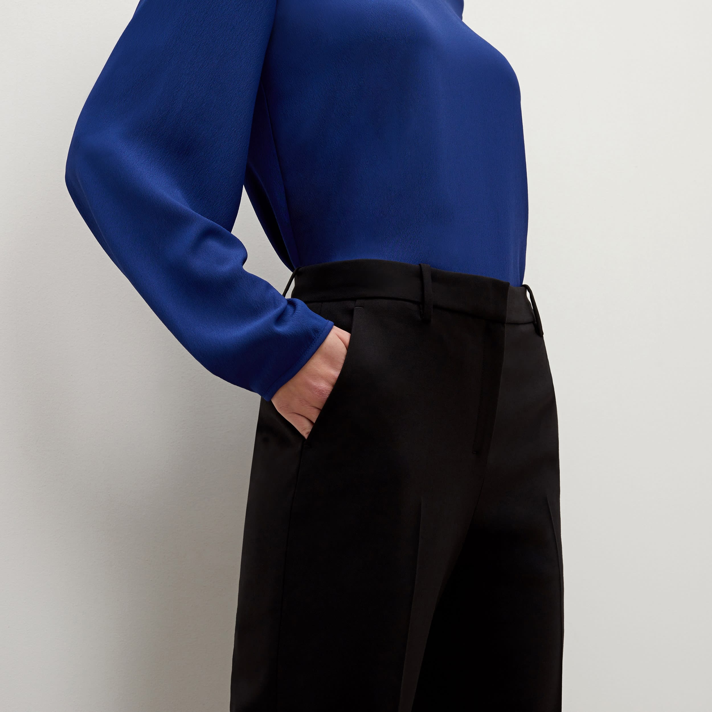 Mejia Washable Wool Twill Pants for Men & Women - Classic Black Trousers for Office, Travel & Casual Wear