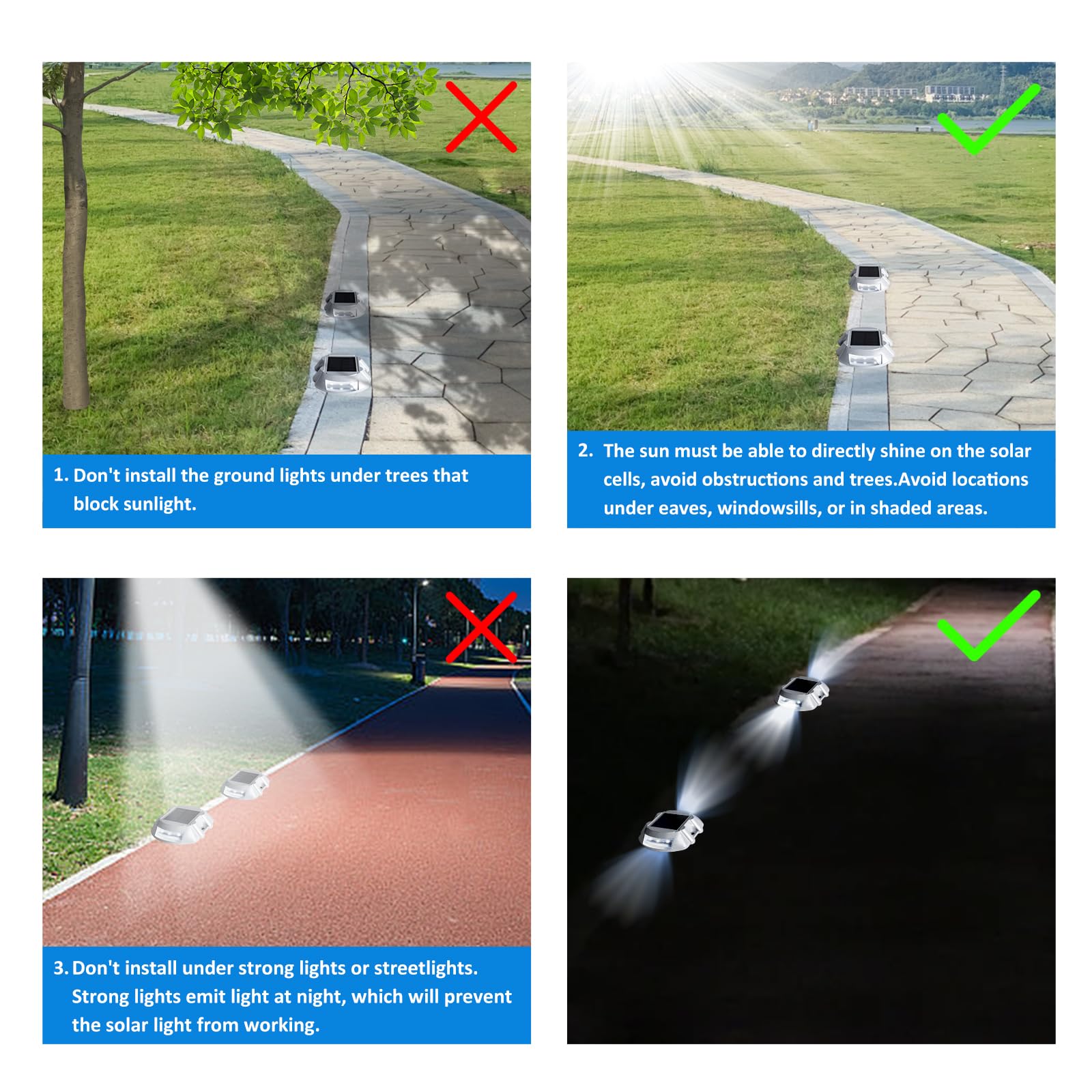 JIGUOOR Solar Deck Lights Outdoor - 6 Pack Waterproof LED Pathway Lights for Driveway, Garden, Stairs, Sidewalk, Boat Dock | Solar Powered, IP68, Green | Perfect for Nighttime Safety & Landscape Lighting