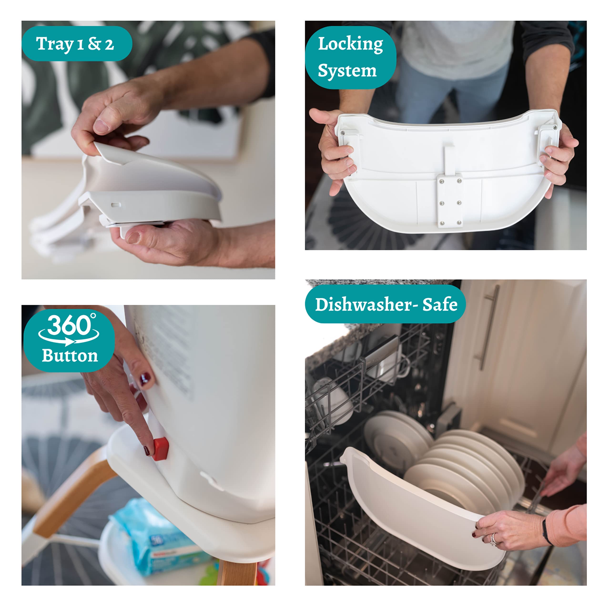 TruBliss Turn-A-Tot 2-in-1 Portable Wooden High Chair for Babies & Toddlers | 360° Swivel Design with Adjustable Footrest | Removable Dishwasher-Safe Feeding Tray | Perfect for Home, Restaurant & Travel Use (Sky Blue)