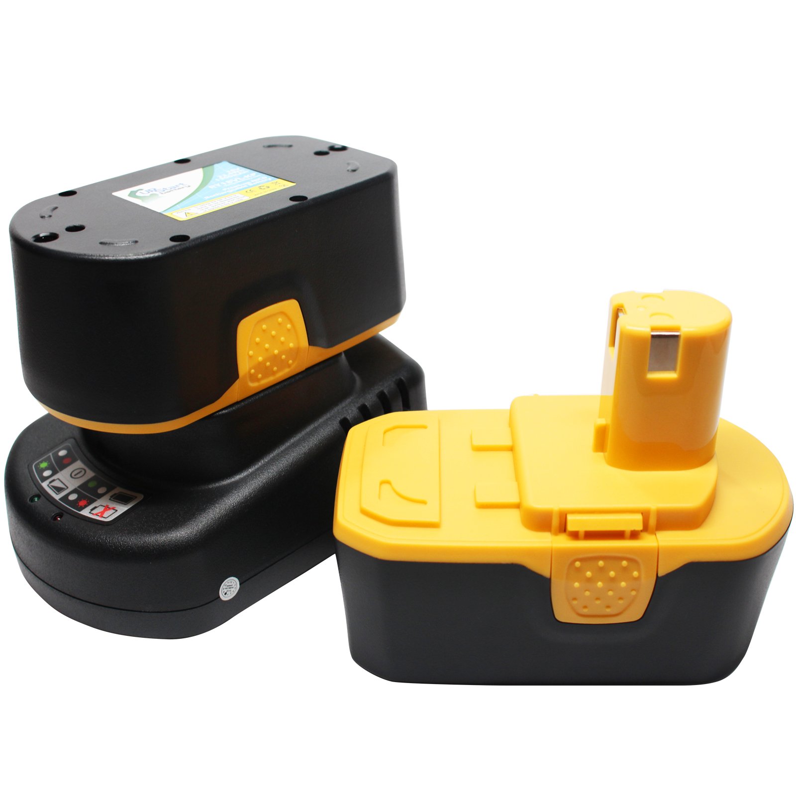 2 Pack Replacement for Ryobi P211 Battery + Universal 18V Charger - Compatible with Ryobi 18V Power Tools (1300mAh NiCd) - Perfect for Drills, Saws & Outdoor Power Tools