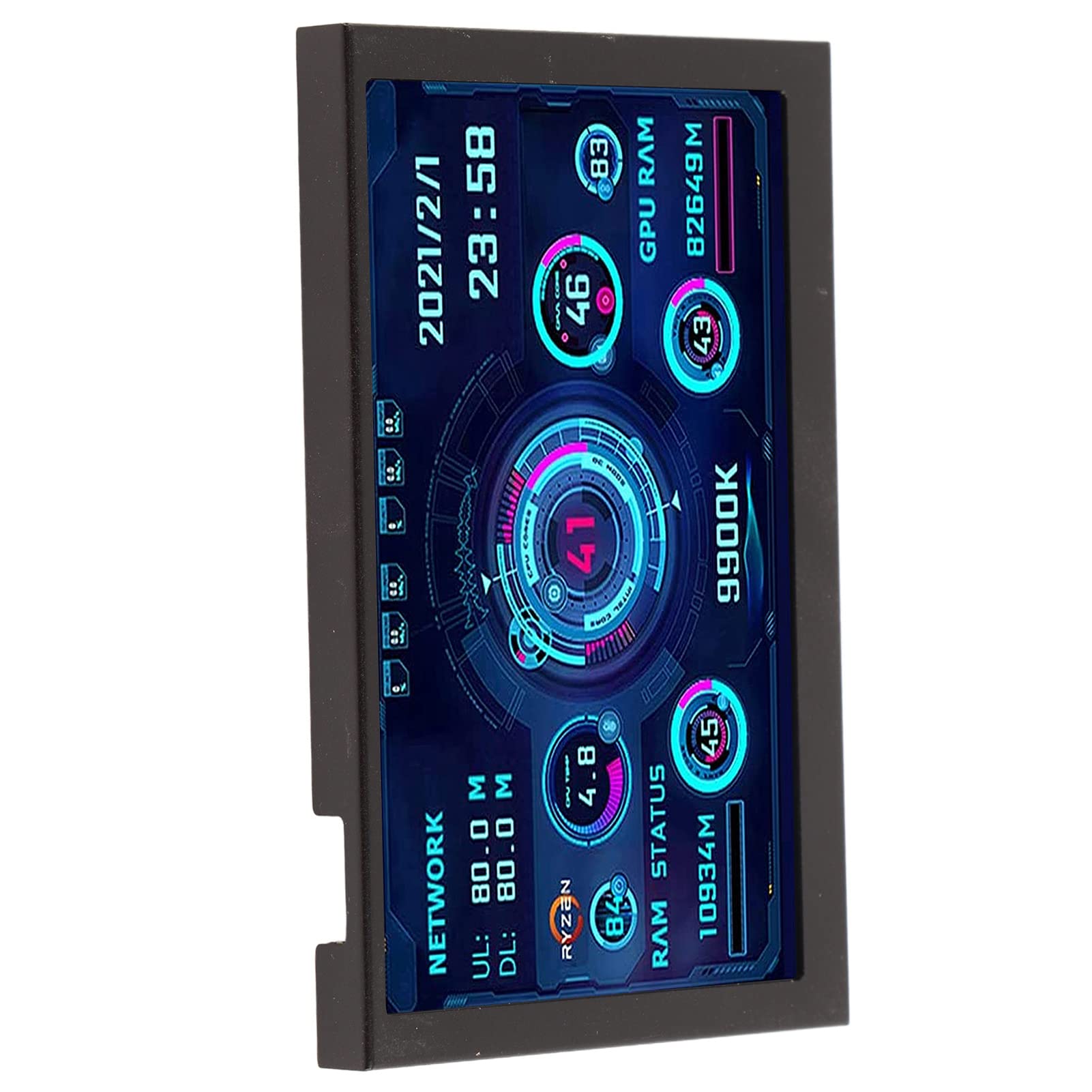 PUSOKEI 5 Inch IPS Mini USB Monitor - Full View Angle CPU GPU RAM Temperature Data Display with USB C & Hub for PC - Perfect for Gaming, Streaming & System Monitoring