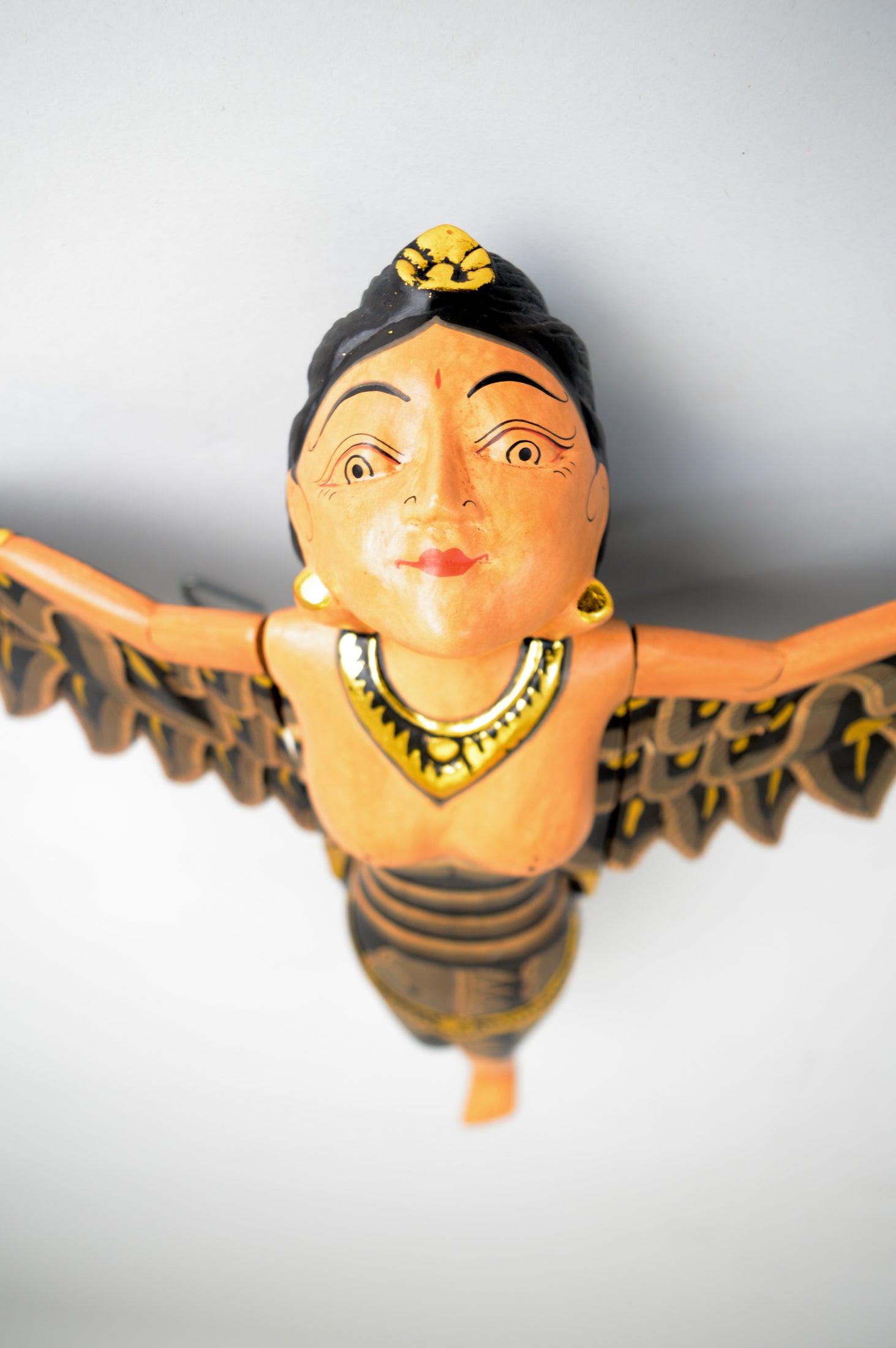 Hand-Painted Dewi Sri Goddess Flying Angel Sculpture - Hindu Balinese Art Decor for Home Altar & Spiritual Gifts