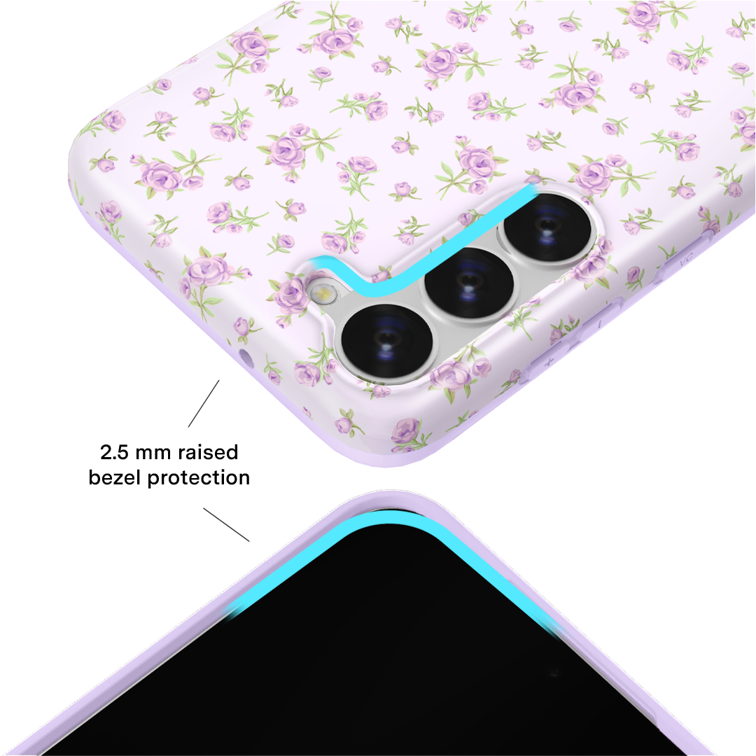 Elegant Lilac Floral Samsung Phone Case - Slim Protective Cover for Galaxy S21/S22/S23 - Perfect for Daily Use, Work & Travel