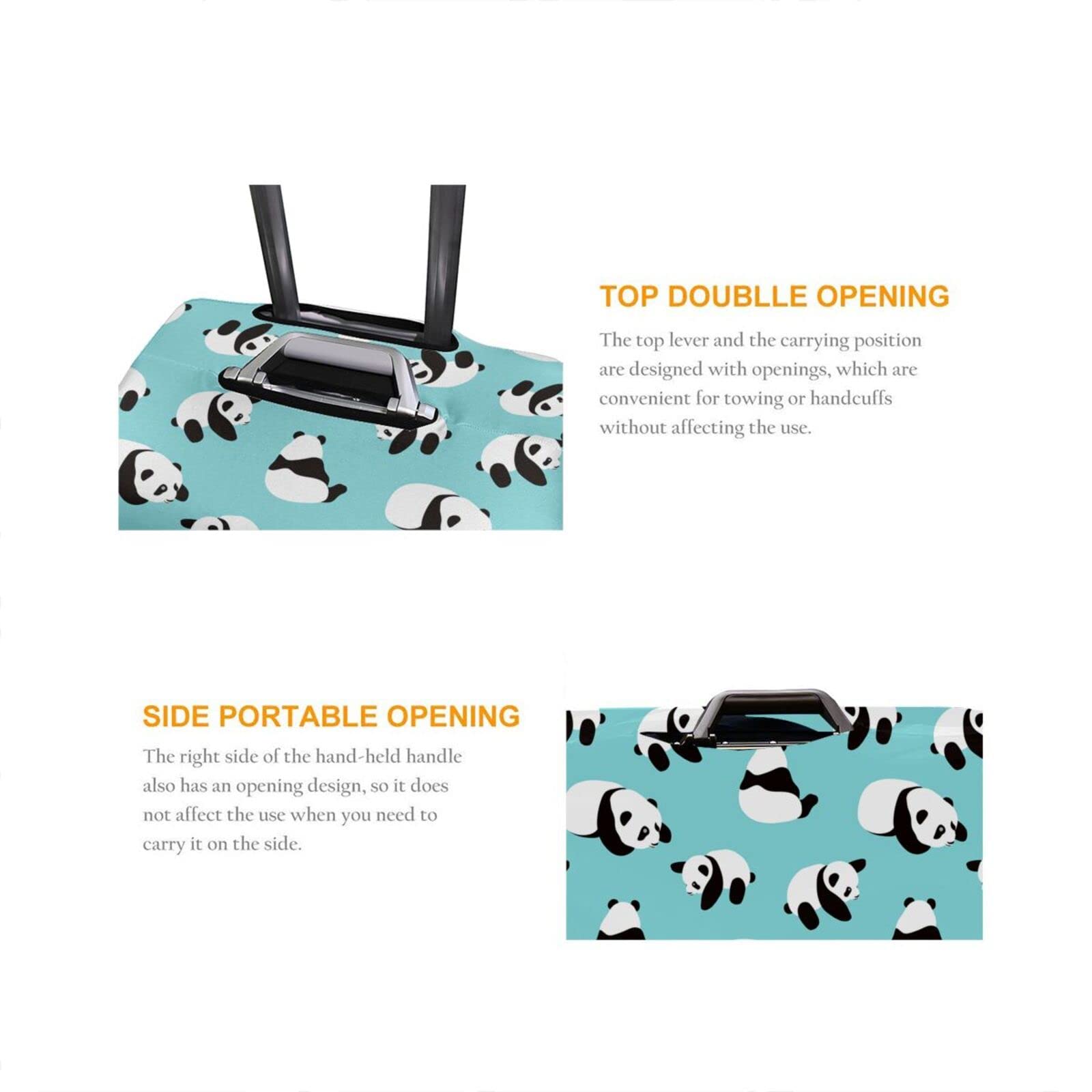 Washable Elastic Luggage Cover with Concealed Zipper - Panda Design Travel Suitcase Protector for Large Bags | Perfect for Airplane, Train & Vacation Travel Accessories