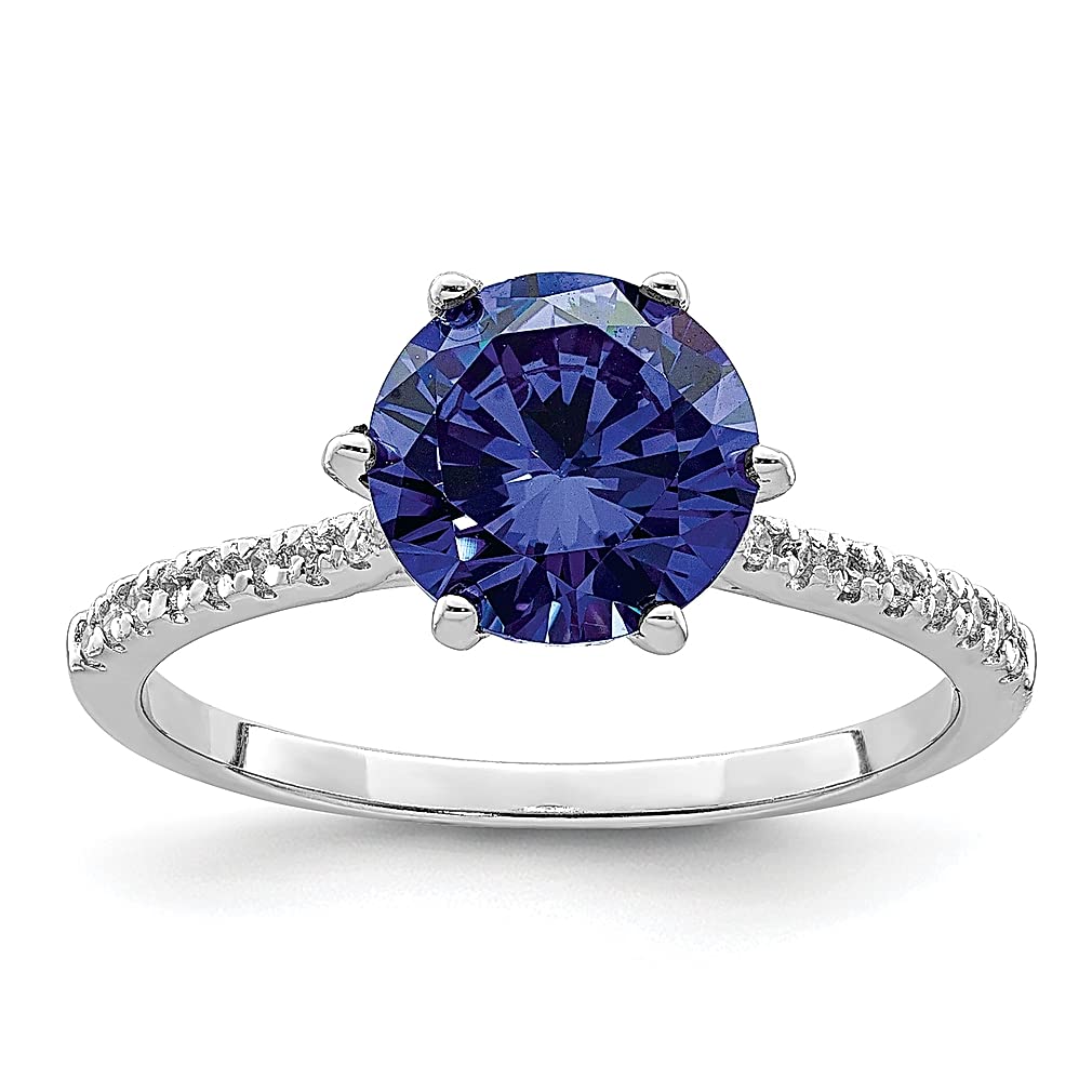 925 Sterling Silver Blue & White Cubic Zirconia CZ Band Ring - Elegant Women's Fine Jewelry for Gifts, Anniversaries & Special Occasions