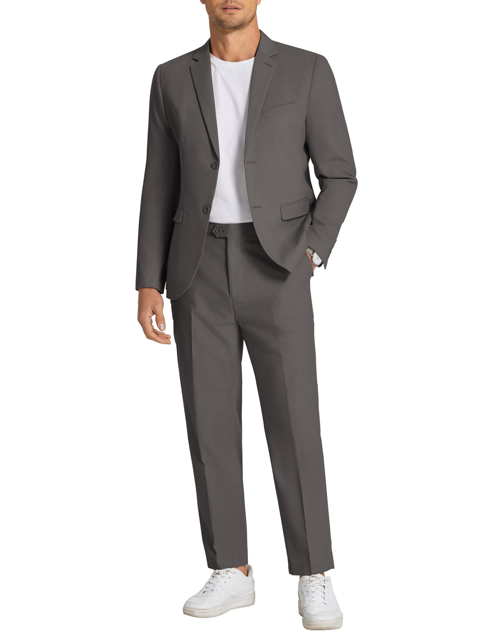 COOFANDY Men's 2-Piece Linen Suit Set - Lightweight Casual Blazer & Regular Fit Pants | Summer Wedding, Office, Business Casual Outfit