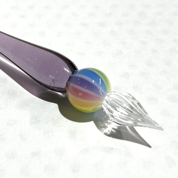 Japanese Glass Dip Pen - Rainbow Ball & Light Purple Colors - Perfect Calligraphy & Handwriting Tool - Ideal Gift for Writers, Artists & Stationery Lovers - Great for Journaling, Letter Writing & Creative Projects