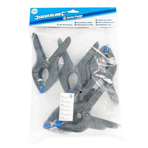 250150 Spring Clamps 5-Pack - 170mm Length, 70mm Jaw Opening - Heavy Duty Woodworking & DIY Clamps for Carpentry, Crafting, and Home Projects