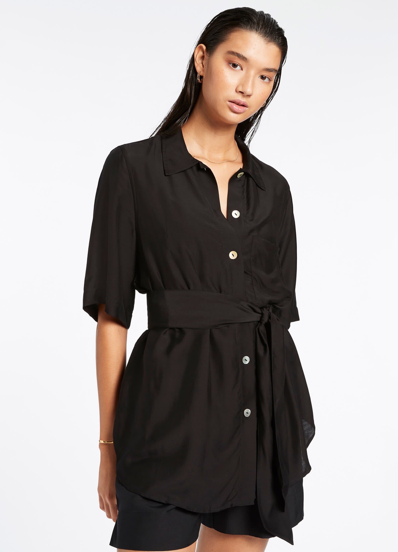 Jetset Short Sleeve Shirt for Men - Classic Black Casual Button Down Shirt | Perfect for Office, Travel & Summer Outfits