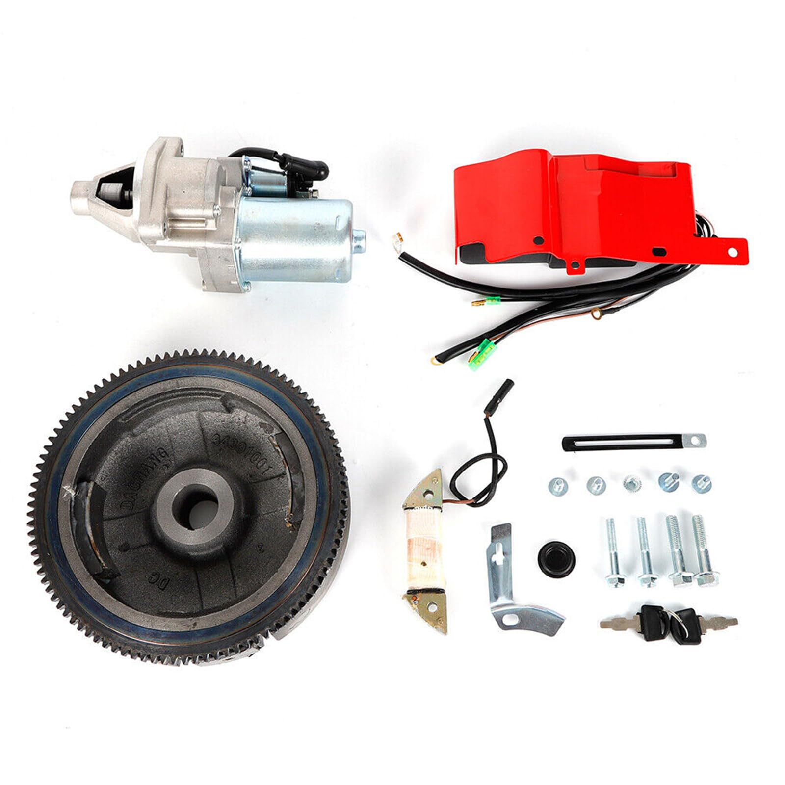 Honda GX390 13HP & GX340 11HP Electric Starter Motor Kit with Flywheel, Ignition Coil & Switch - Complete Electric Start Conversion Kit for Small Engines - Perfect for Generators, Pumps & Power Equipment