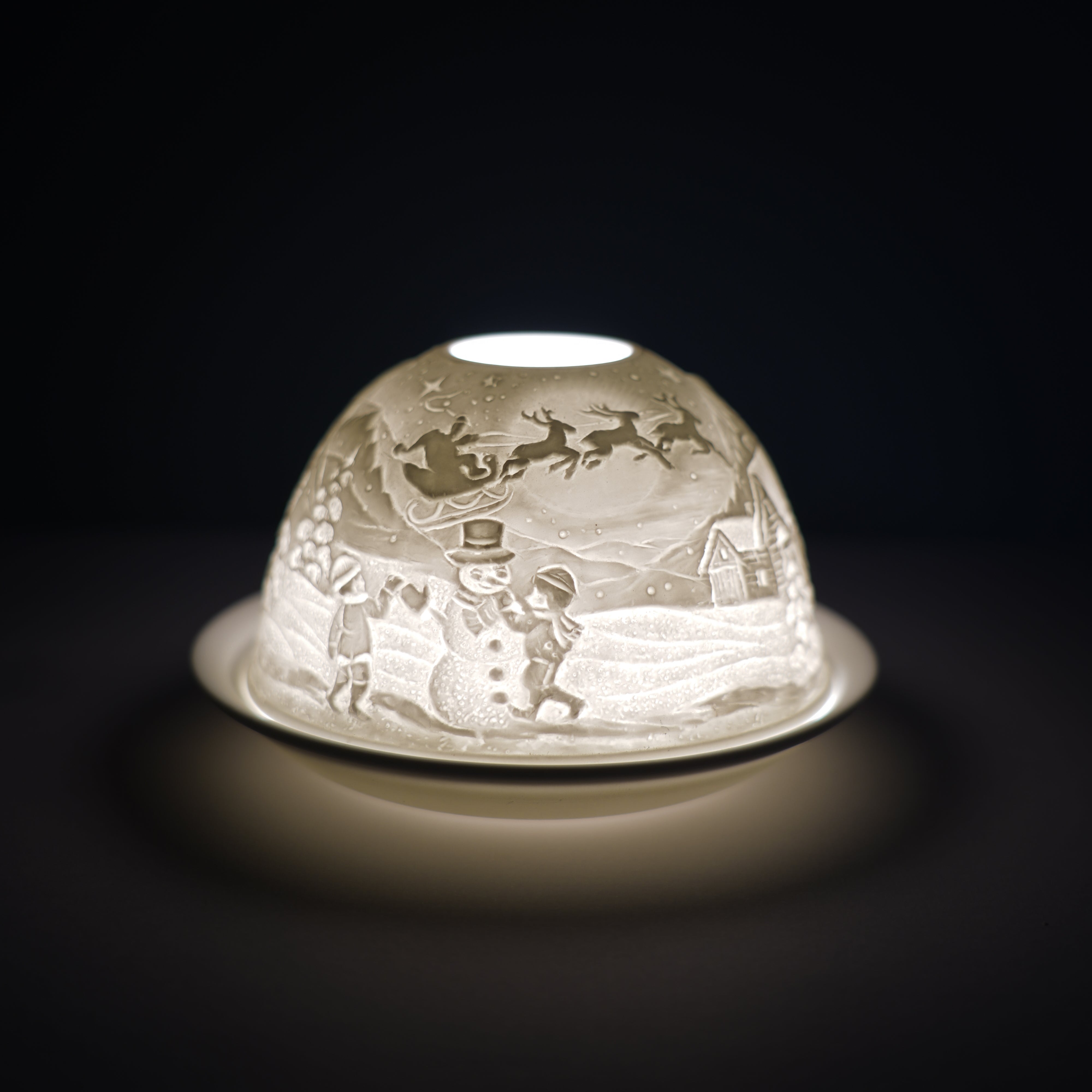 Snowman Tealight Candle Holder Dome - Decorative Christmas Tabletop Decor for Holiday Parties & Home Ambiance